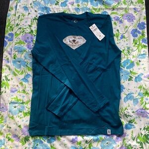 FLAWLESS PRINTED BLUE LONG SLEEVE DIAMOND SHIRT! Size L, made by B’casual!